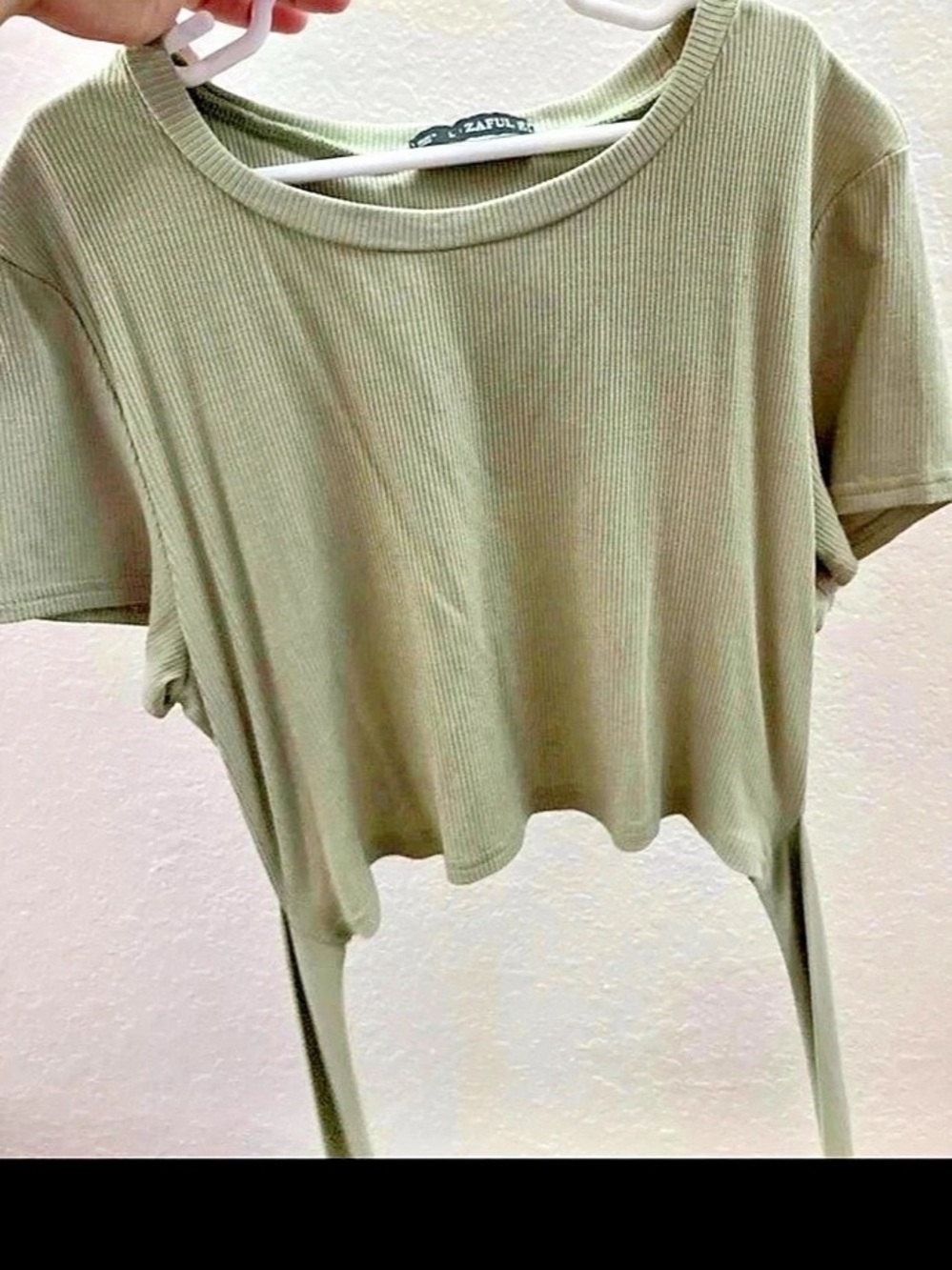 ZAFUL Ribbed Short Sleeve Top in Green Size Large Like New
